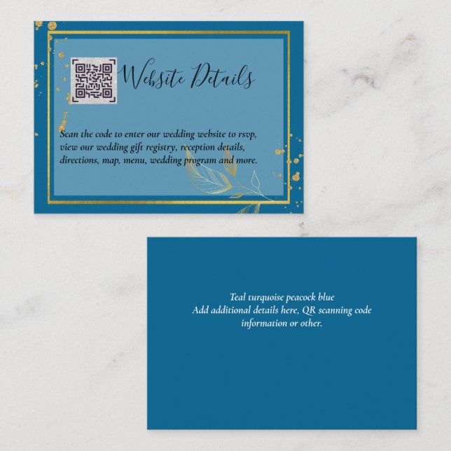 Carte D'accompagnement Mariage QR CODE RSVP DONS DETAILS Website (Devant / Derrière)