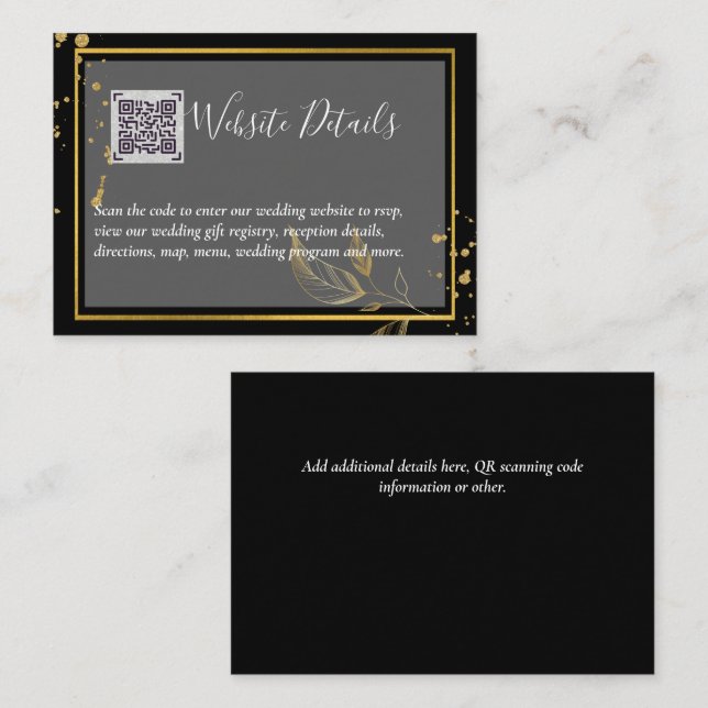 Carte D'accompagnement Mariage QR CODE RSVP DONS DETAILS Website (Devant / Derrière)