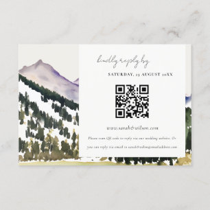 Carte D'accompagnement Mariage QR Code RSVP du paysage de montagne de nei
