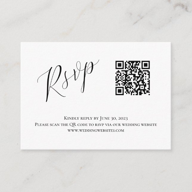 Carte D'accompagnement Mariage QR moderne RSVP (Devant)