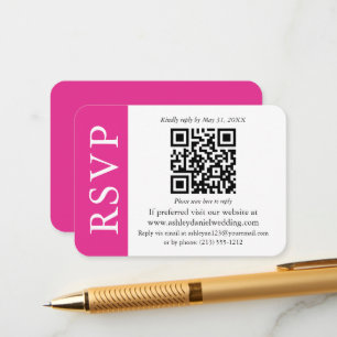 Carte D'accompagnement Mariage QR moderne RSVP Hot rose et blanc
