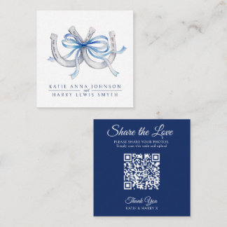 Carte D'accompagnement Mariage QR partage amour ruban bleu art de fer à c