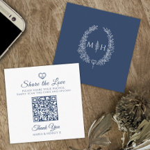 Mariage QR photo partage coeur oval feuilles monog