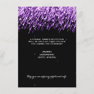 Carte D'accompagnement Mariage Réception Fête Étoiles Filantes Violet