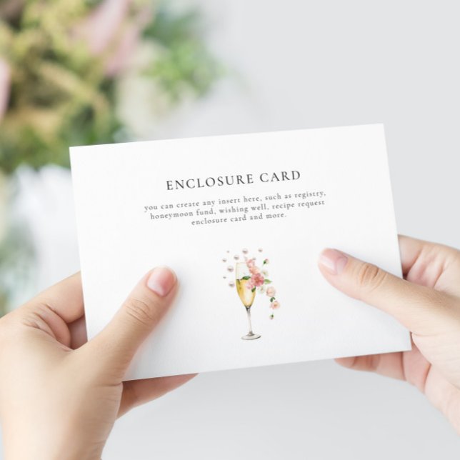 Carte D'accompagnement Mariage Réception Rose Poudré Perles & Prosecco Pe (Créateur téléchargé)