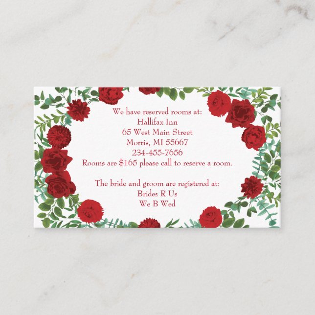 Carte D'accompagnement Mariage Red Rose (Devant)