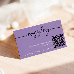 Carte D'accompagnement Mariage Registre QR Code Lavender Purple
