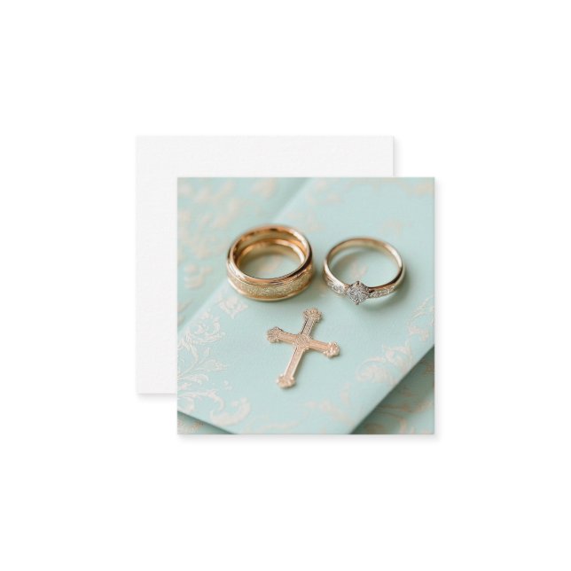 Carte D'accompagnement Mariage religieux vert Mint (Devant/Arrière en situation)