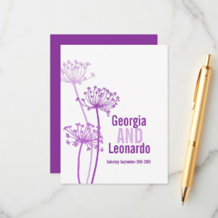 Carte D'accompagnement Mariage repas préférence cervil fleuron pourpre