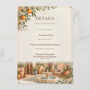 Carte D'accompagnement Mariage Riad Marocain Détails Terracotta & Ivoir