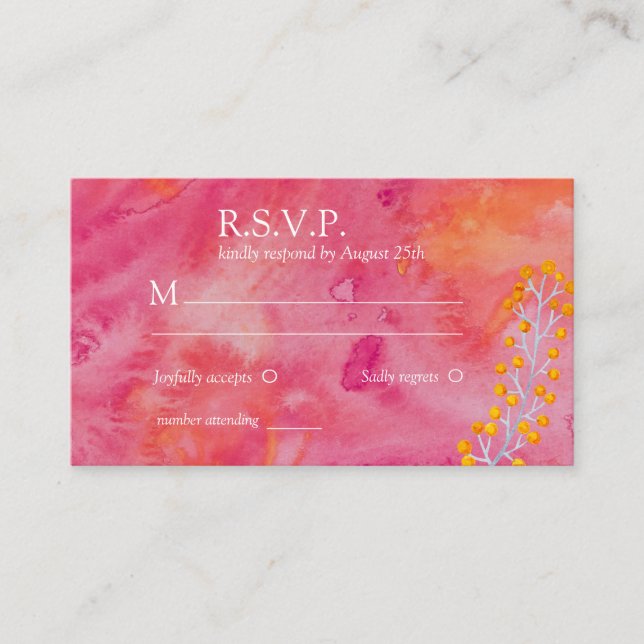 Carte D'accompagnement Mariage romantique couleur chaude RSVP (Devant)