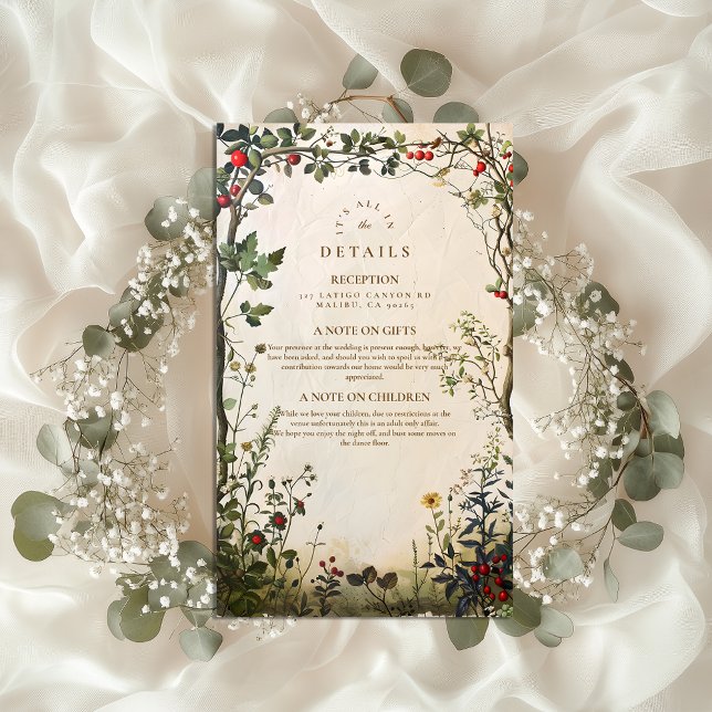 Carte D'accompagnement Mariage romantique de jardin sauvage (Créateur téléchargé)