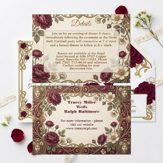 Carte D'accompagnement Mariage romantique orné de luxe Art Nouveau 