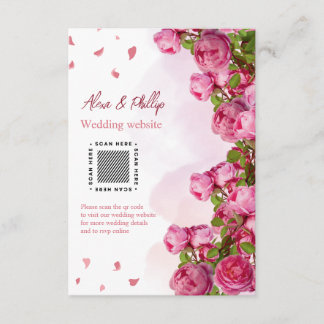 Carte D'accompagnement Mariage rose Elegant Fleurs