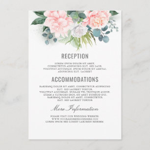 Carte D'accompagnement Mariage rose Floral Information Invité
