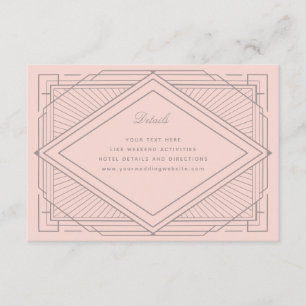 Carte D'accompagnement Mariage rose rose carreau Art déco
