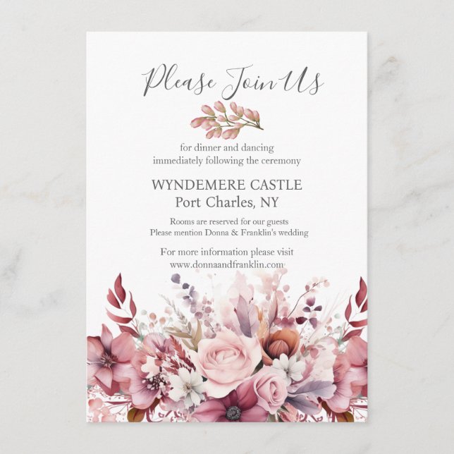 Carte D'accompagnement Mariage rose Rose moderne Dusty (Devant)