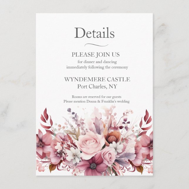 Carte D'accompagnement Mariage rose Rose moderne Dusty (Devant)