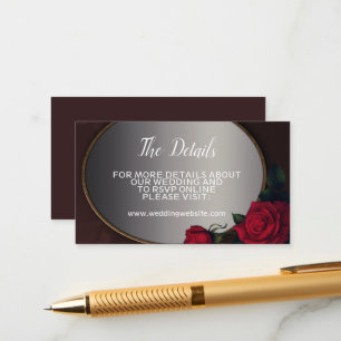 Carte D'accompagnement Mariage Rouge Fard Floral Gris Argenté Détail Miro