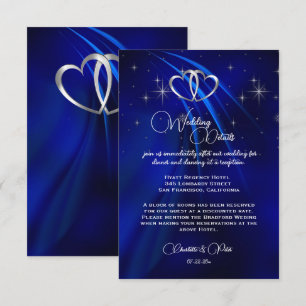 Carte D'accompagnement Mariage Royal Blue, Diamonds & Hearts
