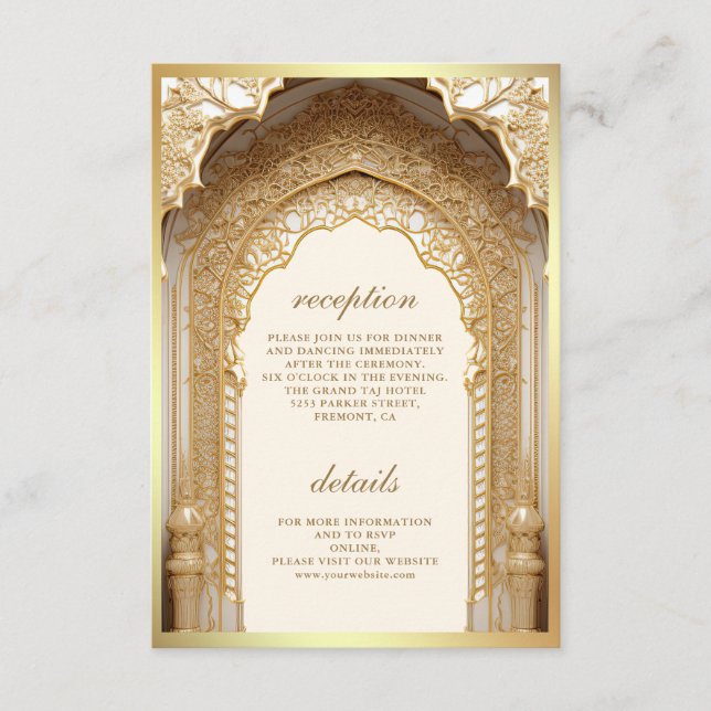 Carte D'accompagnement Mariage Royal Gold Arch Cream (Devant)