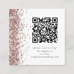 Carte D'accompagnement Mariage RSVP code QR pailleté or rose