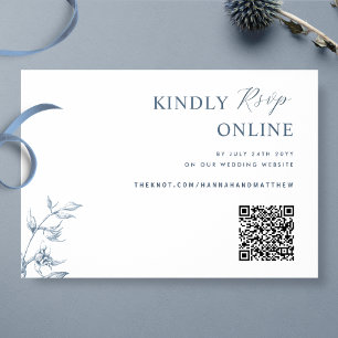 Carte D'accompagnement Mariage RSVP de code QR élégant bleu et blanc