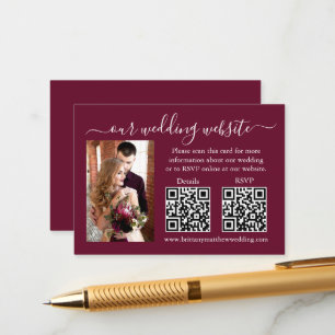 Carte D'accompagnement Mariage RSVP Détails Photo 2 QR Bourgogne