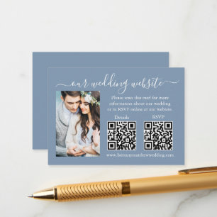 Carte D'accompagnement Mariage RSVP Détails Photo 2 QR Dusty Blue