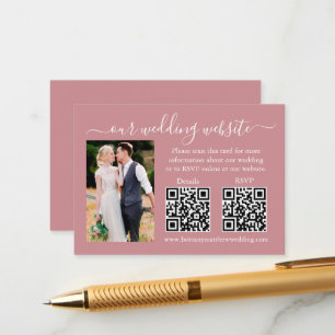 Carte D'accompagnement Mariage RSVP Détails Photo 2 QR Dusty Rose
