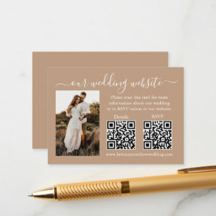 Carte D'accompagnement Mariage RSVP Détails Photo 2 QR Taupe