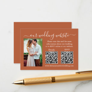 Carte D'accompagnement Mariage RSVP Détails Photo 2 QR Terracotta