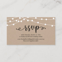 Mariage RSVP, Lumières à cordes Kraft Rustique