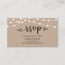 Mariage RSVP, Lumières à cordes Kraft Rustique
