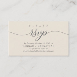 Carte D'accompagnement Mariage RSVP par téléphone ou par courriel réponse