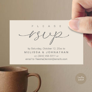 Carte D'accompagnement Mariage RSVP par téléphone ou par courriel réponse