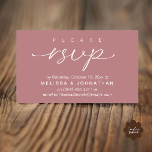 Carte D'accompagnement Mariage RSVP par téléphone ou par courriel réponse