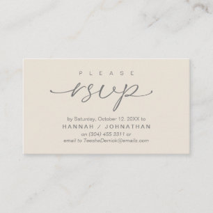 Carte D'accompagnement Mariage RSVP par téléphone ou par courriel réponse