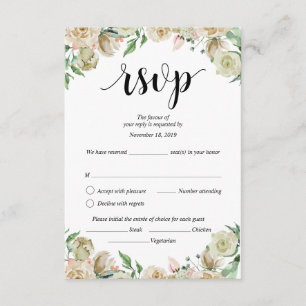 Carte D'accompagnement Mariage RSVP, Poussin floral