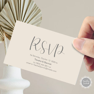 Carte D'accompagnement Mariage RSVP, répondre, Script minimaliste