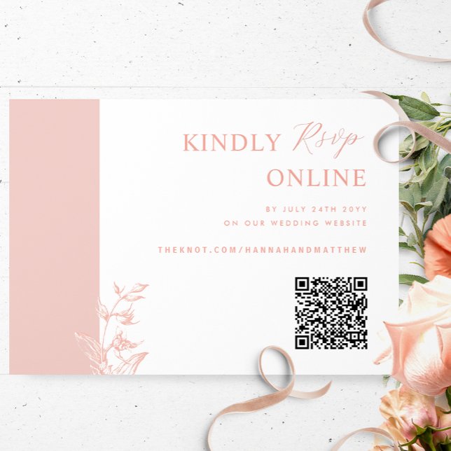Carte D'accompagnement Mariage RSVP RSVP de code QR élégant et rose vierg (Créateur téléchargé)