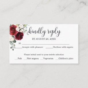 Carte D'accompagnement Mariage RSVP Rustique Bois Floral Marine Bleu