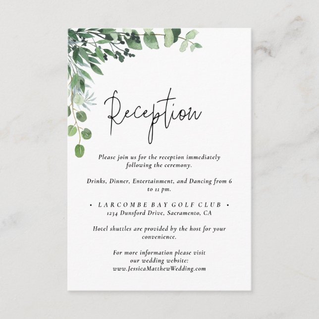 Carte D'accompagnement Mariage rustique Eucalyptus (Devant)