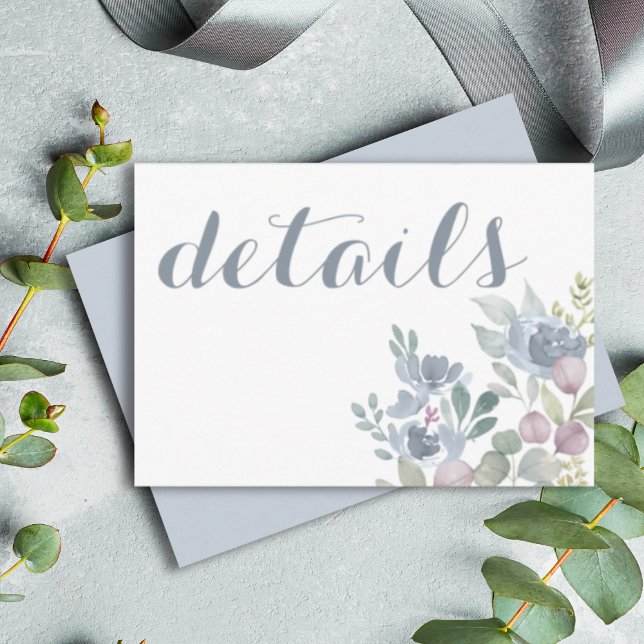 Carte D'accompagnement Mariage Rustique Eucalyptus Floral Bleu Poussiéreu (Créateur téléchargé)