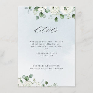 Carte D'accompagnement Mariage rustique floral blanc eucalyptus