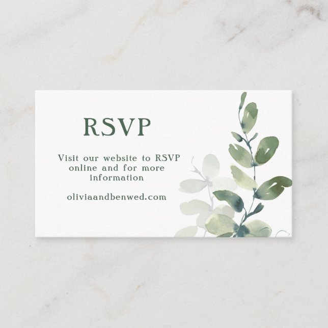 Carte D'accompagnement Mariage rustique Mariage Eucalyptus Botanique RSVP (Devant)