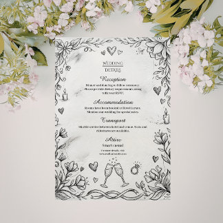 Carte D'accompagnement Mariage rustique romantique à main levée doodle