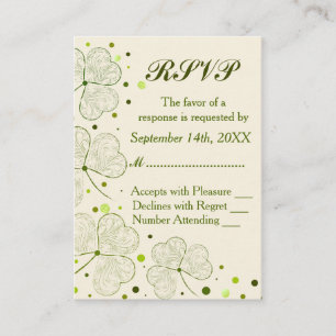 Carte D'accompagnement Mariage shamrock Pois RSVP