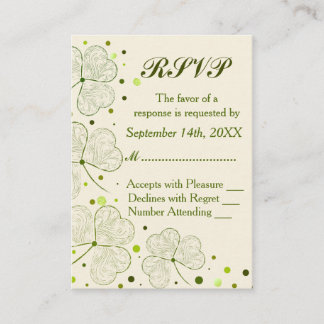 Carte D'accompagnement Mariage shamrock Pois RSVP