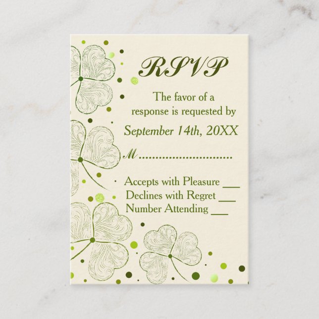 Carte D'accompagnement Mariage shamrock Pois RSVP (Devant)